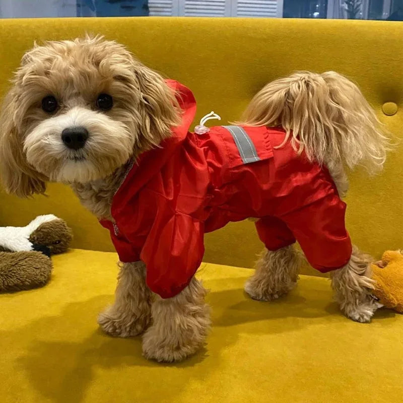 Pet Dog Raincoat Outdoor Puppy Rainwear Reflective Hooded Waterproof Jacket Clothes for Dogs and Cats Apparel Supplies