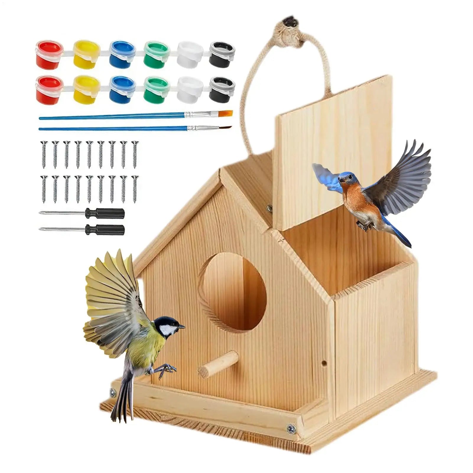 DIY wooden birdhouse – painting set, for children and family
