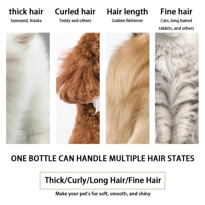 3.38Oz Pet Hair Care Spray, Fur Conditioner for Dogs and Cats, Instant Frizz Control and Smooth Coat, Deep Nourishing Detangler
