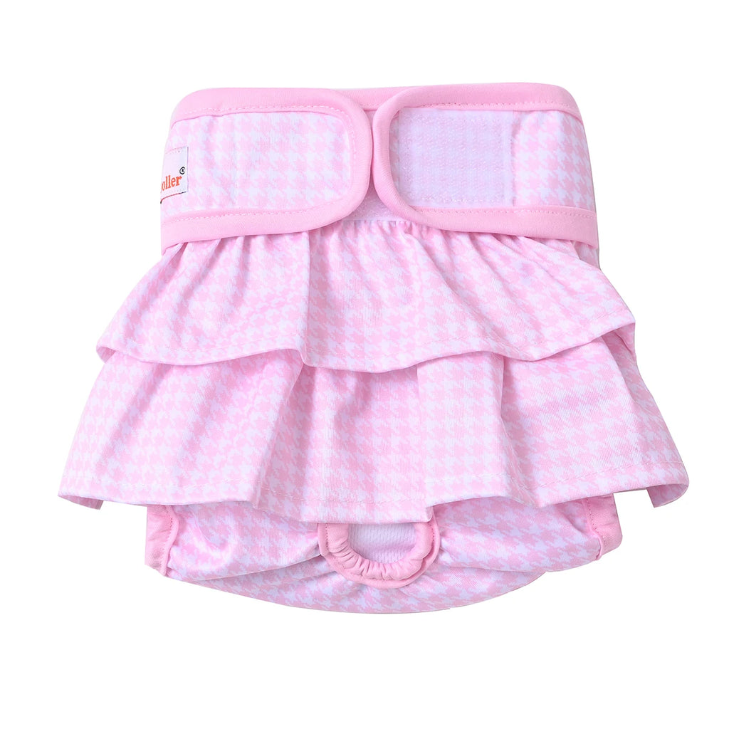 Washable Female Dog Diaper Cute Houndstooth Dress Short Underwear Belly Bands Reusable Pet Panties Sanitary Pant Diapers