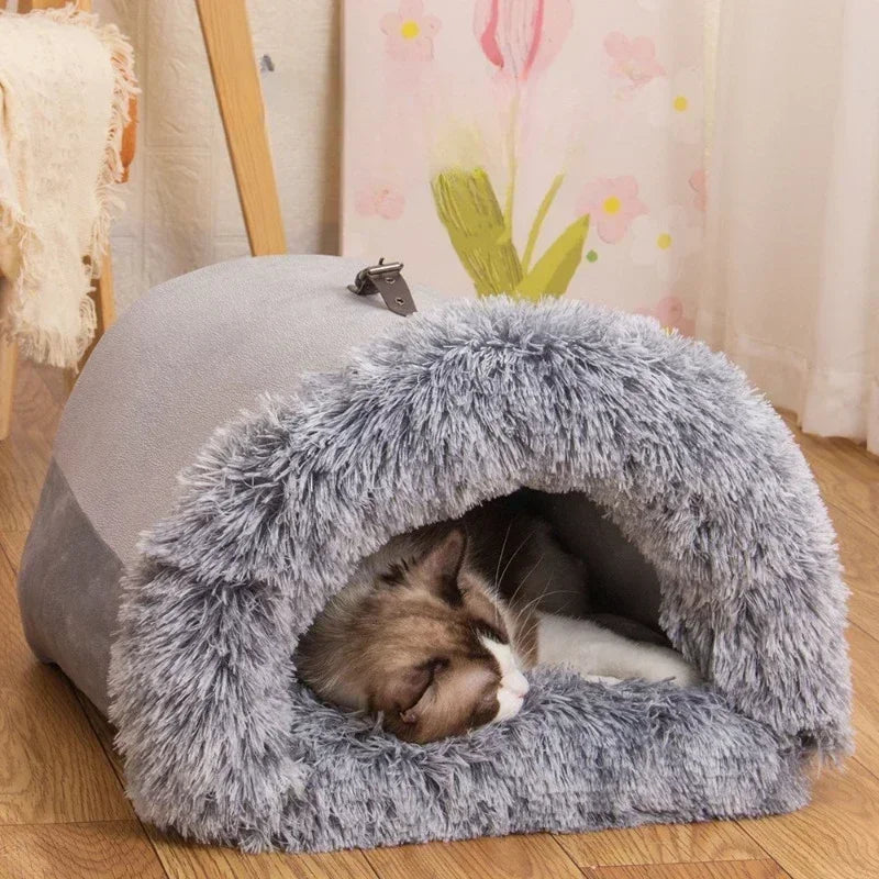 Plush Basket - Warm Bed for Cats and Small Dogs, M/L