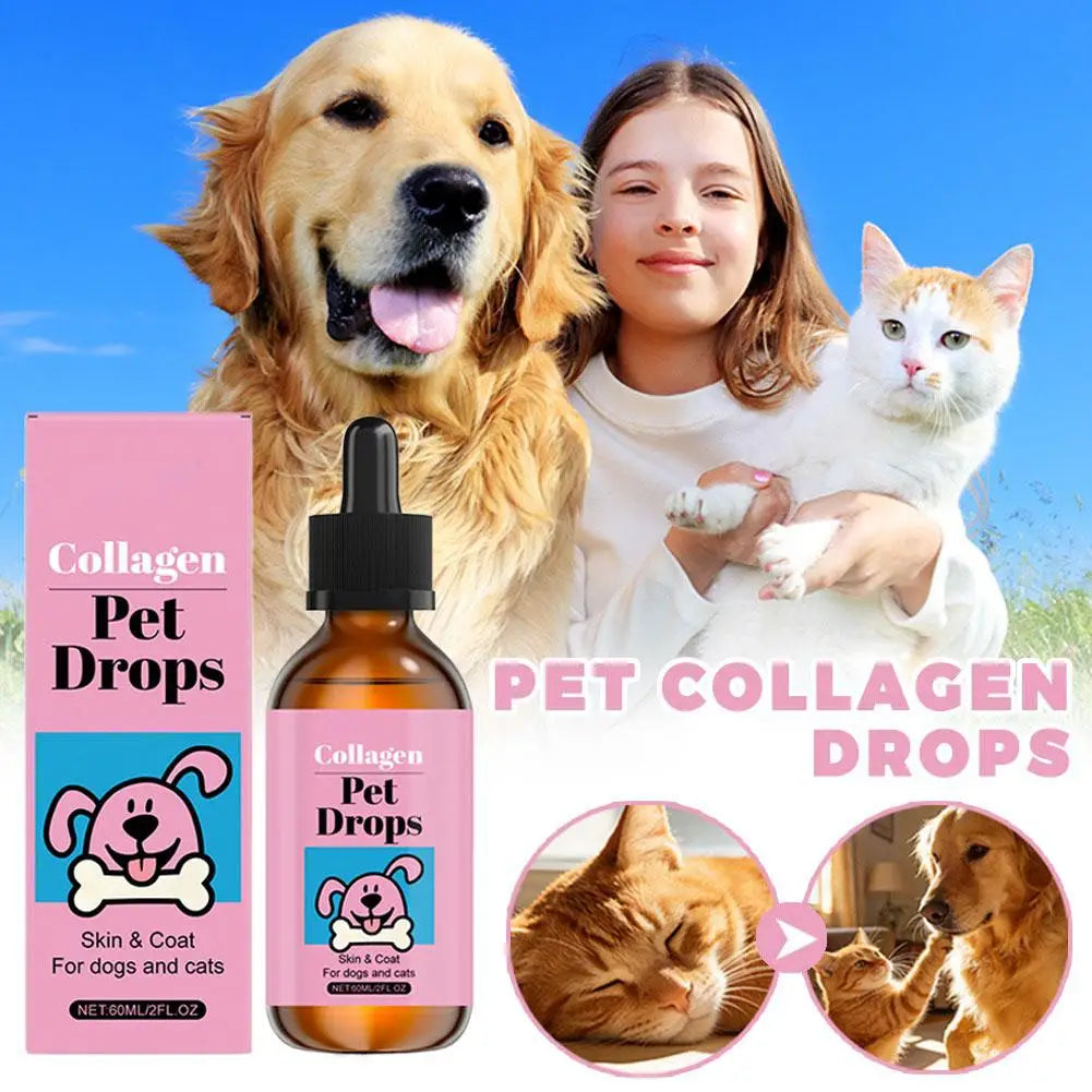 Multi-Care Pet Collagen Oral Drops for Dogs and Cats, Hair, Skin, and Joint Health Daily Nutritional Supplement, Pet Grooming Supply