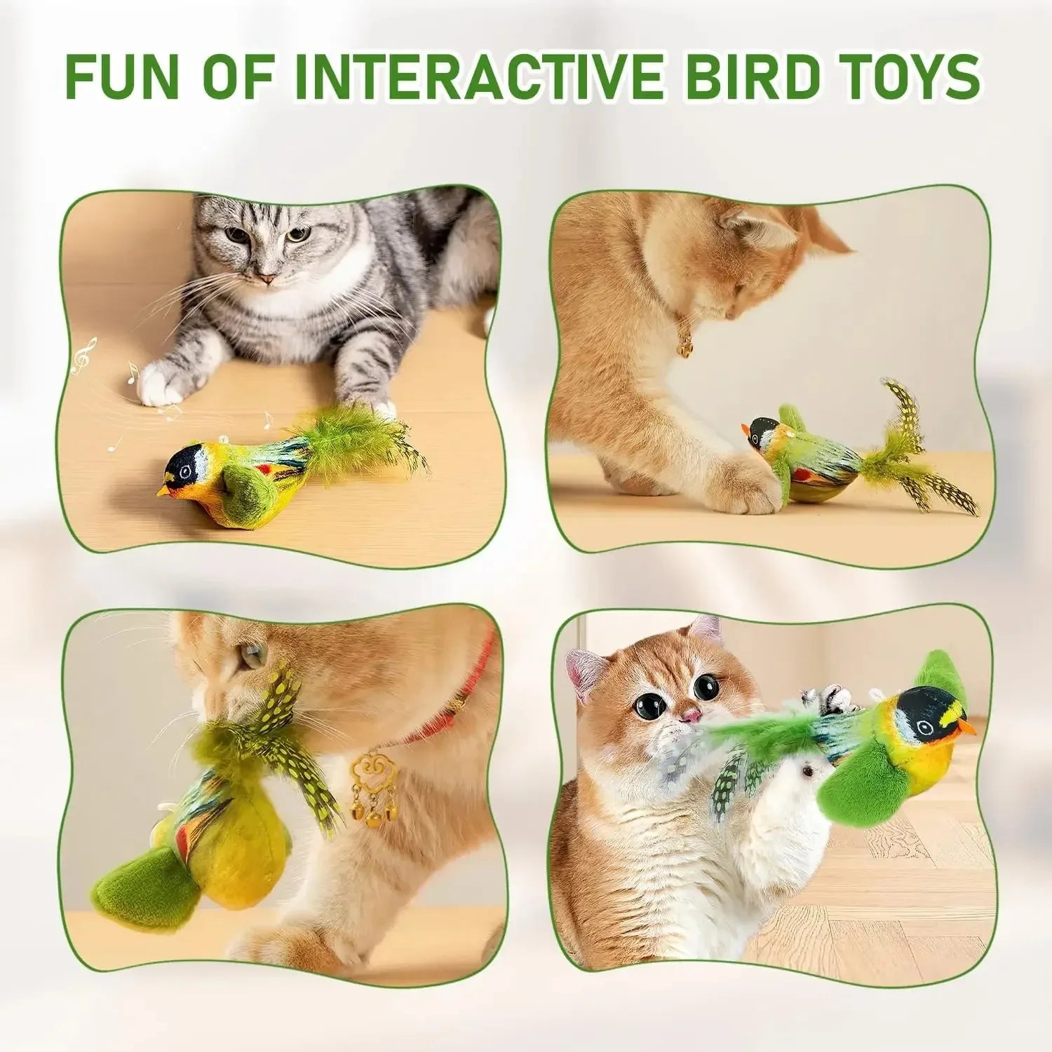 The Pet Cat Toy Emulates Bird Sounds to Amuse the Cat, Elastic Rope to Relieve Boredom and Resist Scratching and Biting