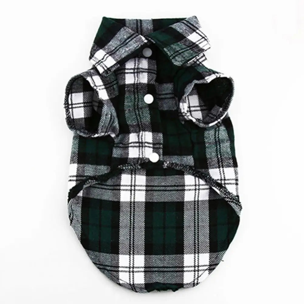 Small Dog and Cat Plaid Shirt Jacket, British Style Lapel Button-up Pet Clothes, Cute Stylish Outfit for Tiny Breeds and Kittens