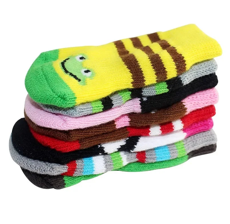 4 Pcs Fashion Puppy Dog Shoes Soft Pet Knitted Socks Cute Cartoon Anti-Slip Skid Socks For Small Dogs Breathable Pet Products