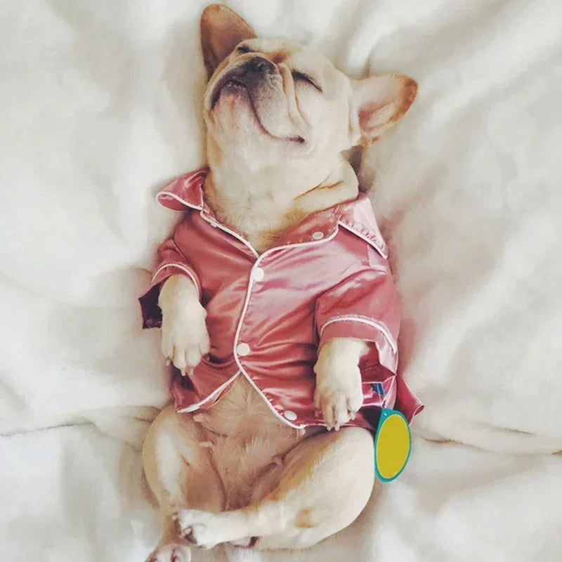 Dog Soft Silk French Bulldog Pajamas Pet Dog Shirts for Small Dogs Shirt Cat Pajamas Clothing