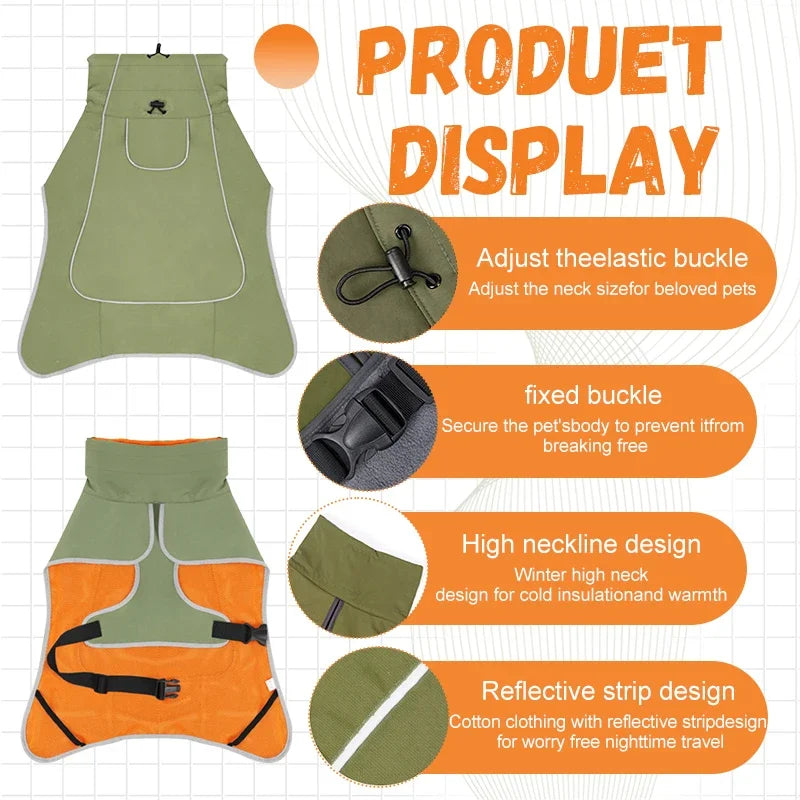 Dog Raincoat Windbreaker for All Dog Sizes, Waterproof Outdoor Dog Jacket with Reflective Strip, Adjustable Straps & Snap Button