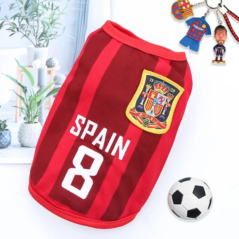 Small Pet Dog Clothes Football Fan Gear Jumpsuit Thin Cotton Vest Breathable Cat Outfit Pomeranian Dog Apparel for Animals
