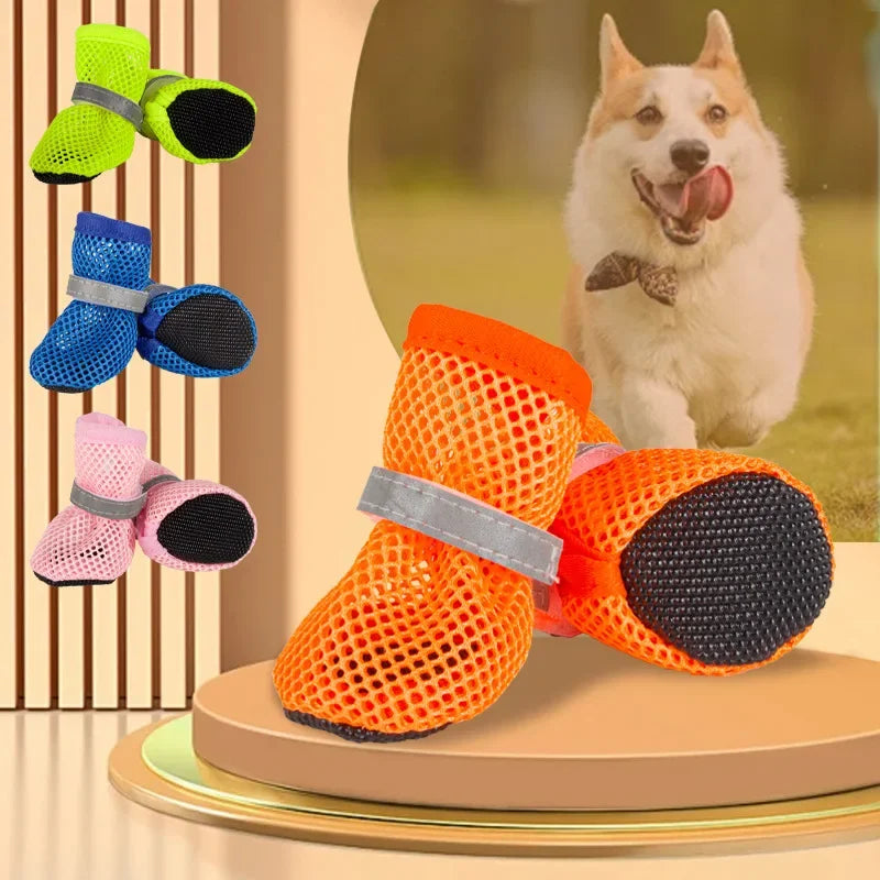 Breathable dog booties – anti-slip, washable, set of 4