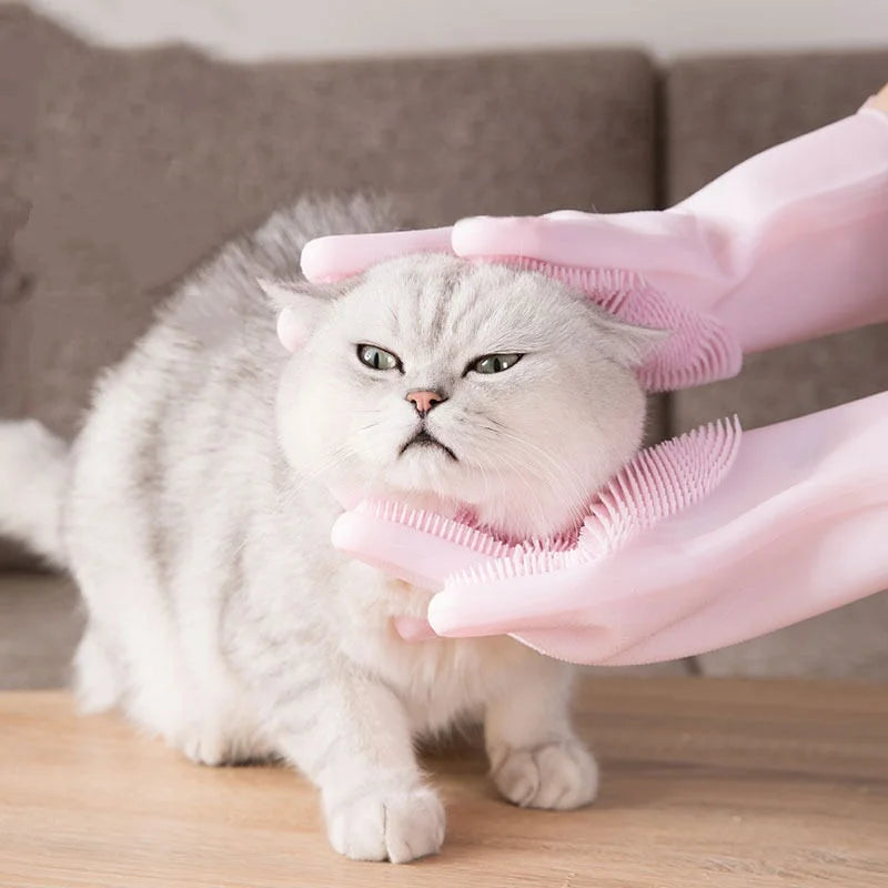 Pet Bath Gloves for Dogs And Cats Thick Anti-Scratch Scratch Protection Dog Bath Scrub Brush Essential Dog Supplies