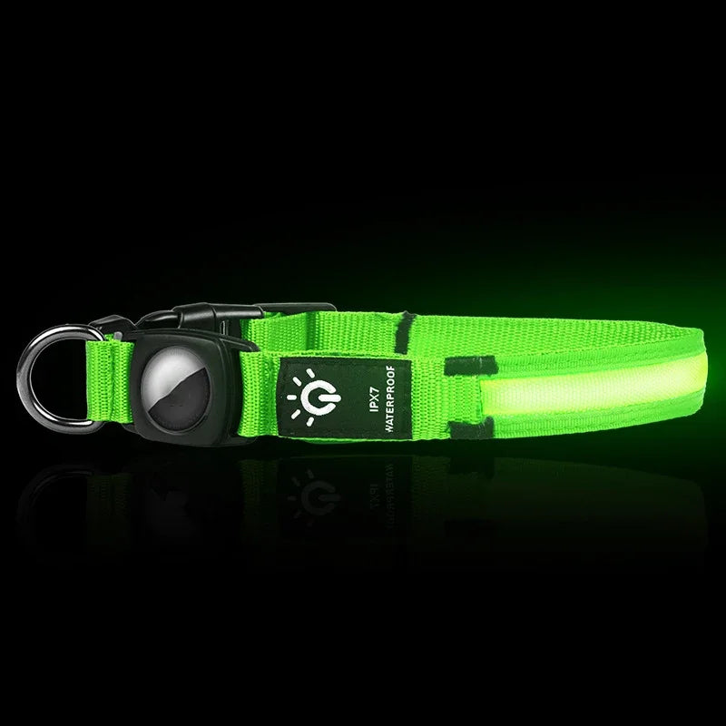 Dog Collar Hot Selling AirTag Protective Sleeve Without Positioning Tracker Waterproof LED Pet Luminous Collar Cat Collar