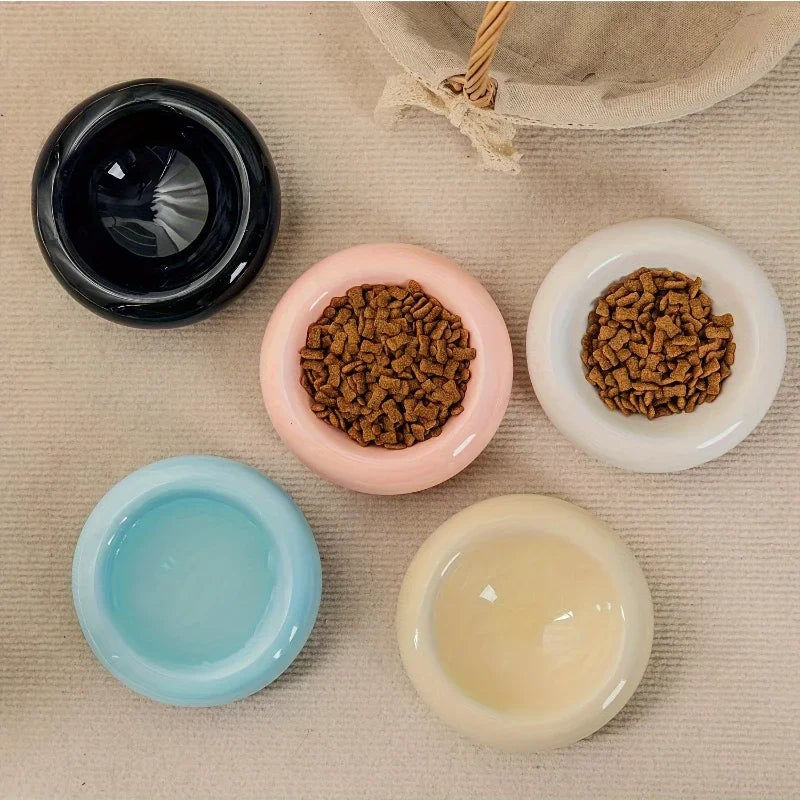 Ceramic Cat Bowl – Donut Design, Anti-Spill