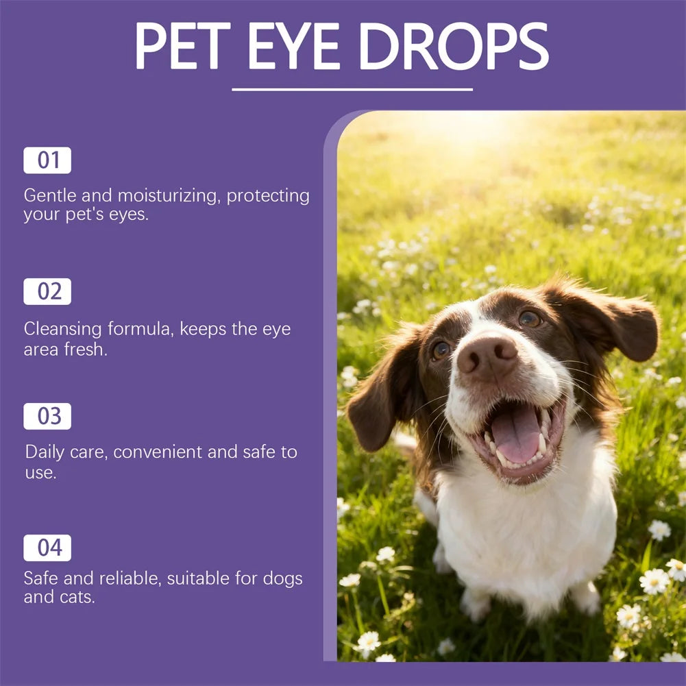 30ml Pet Eye Drops For Dogs Cats Non-Irritating Effectively Removes Ear Cleaner Cleaning Tear Stains Dirt Earwax Eyes Pet Care