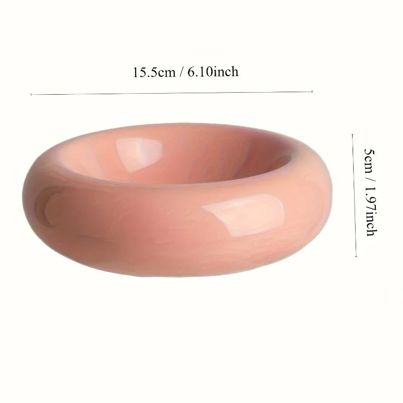 Ceramic Cat Bowl – Donut Design, Anti-Spill