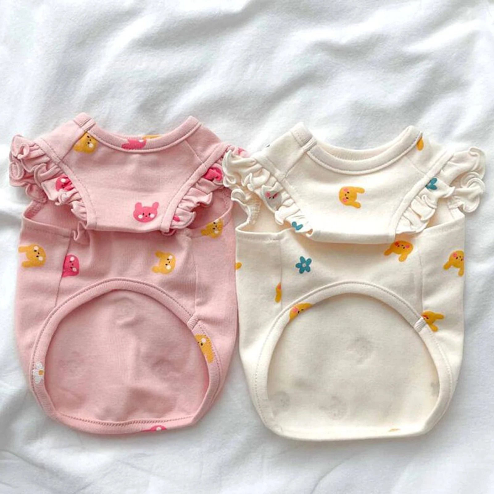 Vest for small dogs and cats - embroidered bunnies, flowers and bears