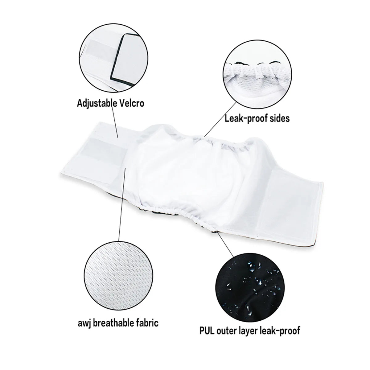 1PC Washable Belly Band for Male Dogs High Absorbing Male Dog Diapers & Extender Reusable Male Puppy Wraps for Medium Dogs