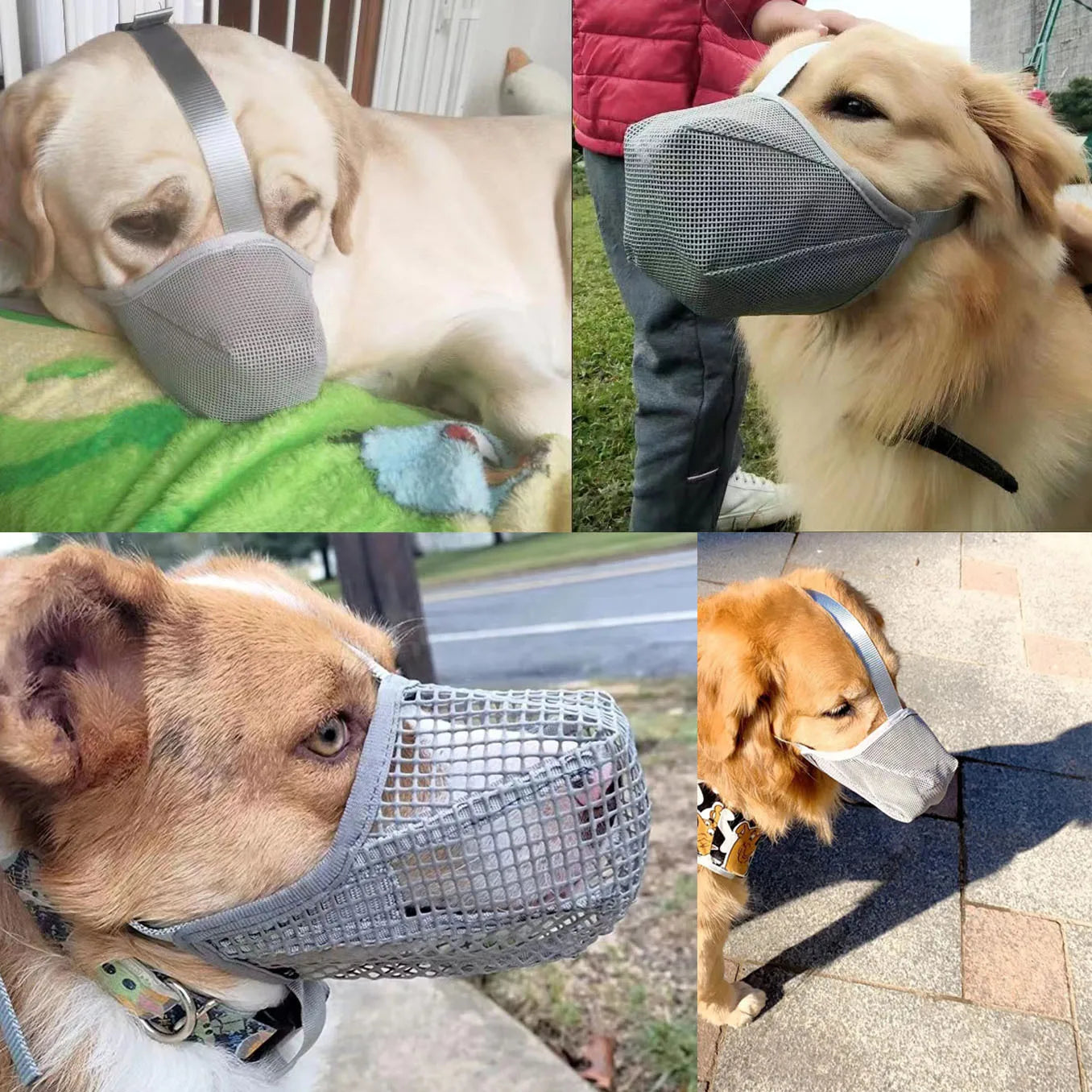 Dog Muzzle, Soft Mesh Covered Muzzles Poisoned Bait Protection with Adjustable Straps, Prevent Biting, Chewing, and Licking