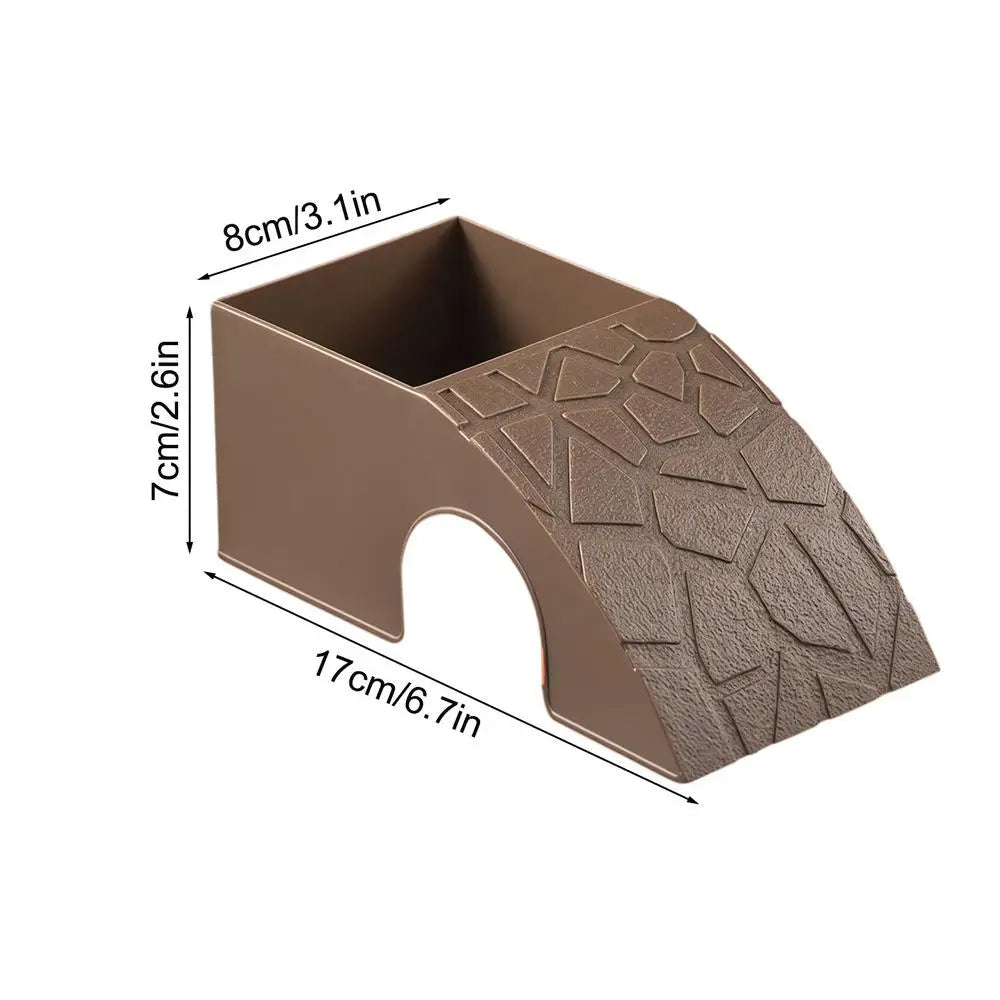 Reptile Feeding Dish 2-in-1 Food & Water Bowl with Shelter Non-Spill Resin Ornament for Bearded Dragon, Turtles Geckos Chameleon