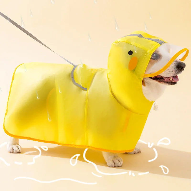 2026 New Full Coverage Waterproof Colorblock Four-Legged Dog Raincoat for Corgi, Dachshund, Small and Medium Dogs Outdoor Wear