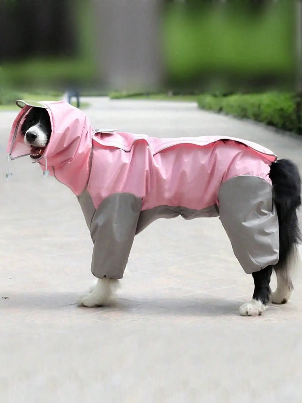 Dog Raincoat, Waterproof Dog Rain Jacket with Removable Hood, Adjustable 4 Legs Pet Poncho with Leash Hole, Snowproof Windproof