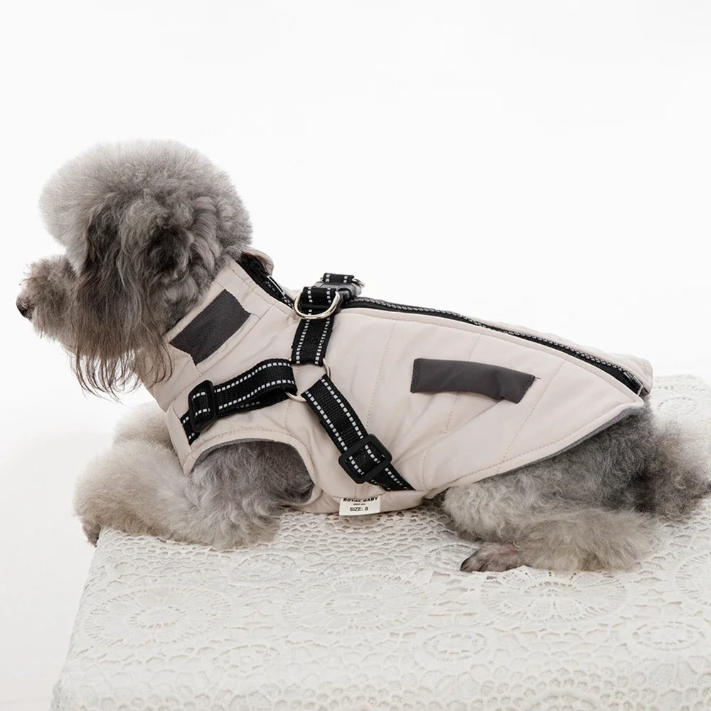 Dog Windbreaker with Dual D Leash Vest Dog Jacket Warm Dog Hoodie Warm Pet Dog Clothes