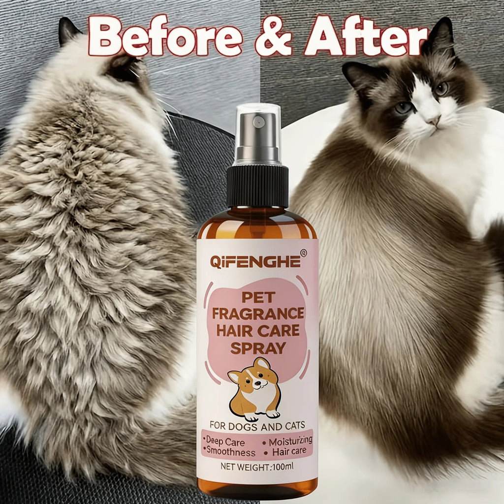 3.38Oz Pet Hair Care Spray, Fur Conditioner for Dogs and Cats, Instant Frizz Control and Smooth Coat, Deep Nourishing Detangler