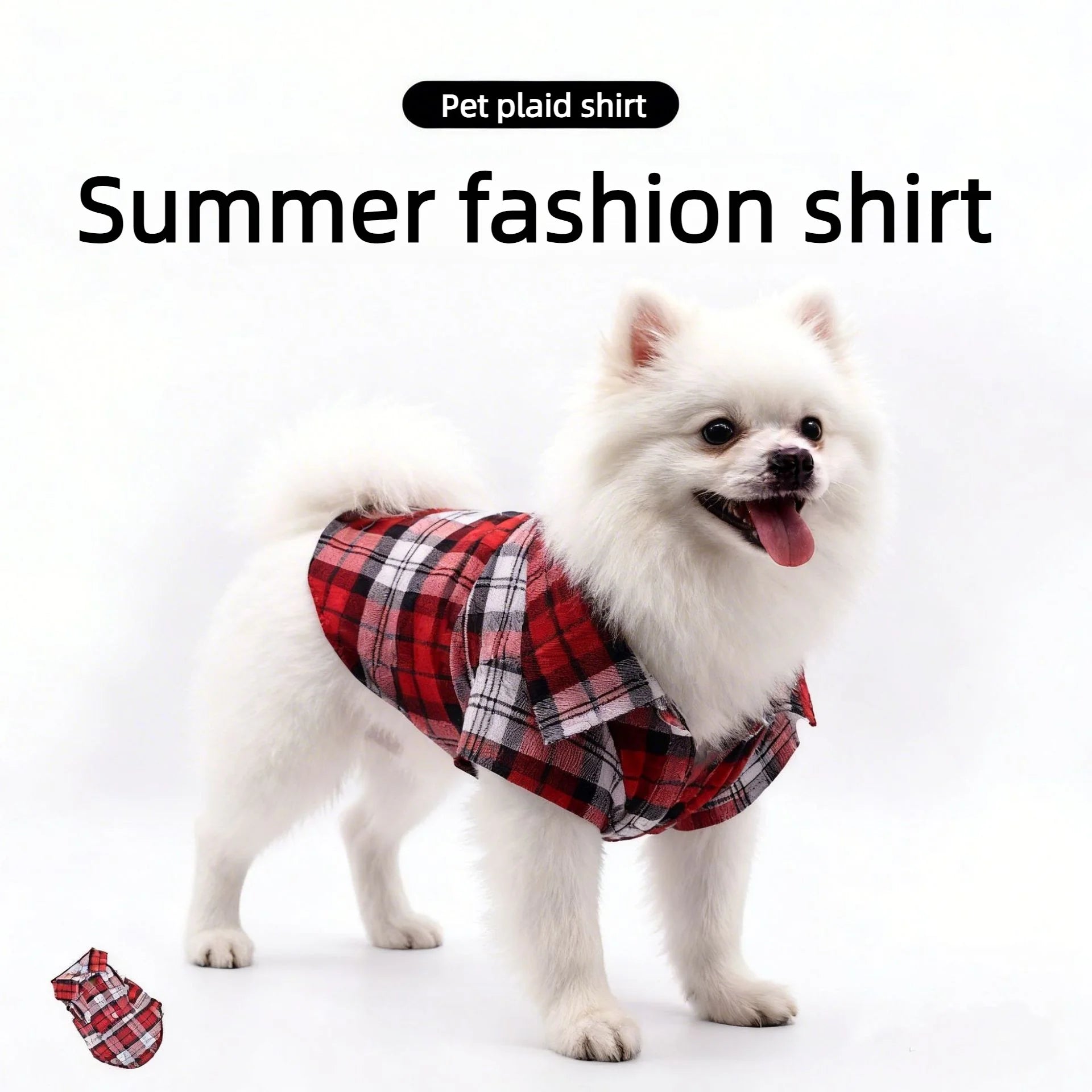 Small Dog and Cat Plaid Shirt Jacket, British Style Lapel Button-up Pet Clothes, Cute Stylish Outfit for Tiny Breeds and Kittens