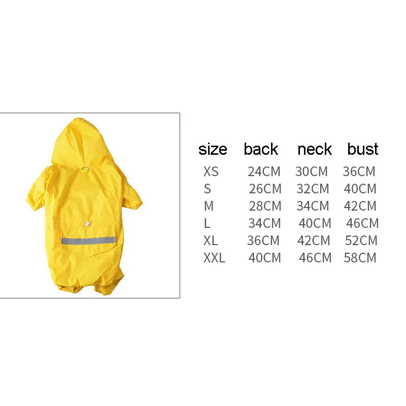 Pet Dog Raincoat Outdoor Puppy Rainwear Reflective Hooded Waterproof Jacket Clothes for Dogs and Cats Apparel Supplies