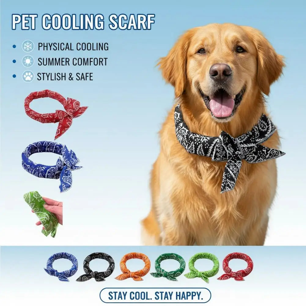 Cooling Pet Bandana for Dogs and Cats Summer Heat Relief Cotton Polyester Blend Adjustable Easy to Soak Use Lightweight Breathable