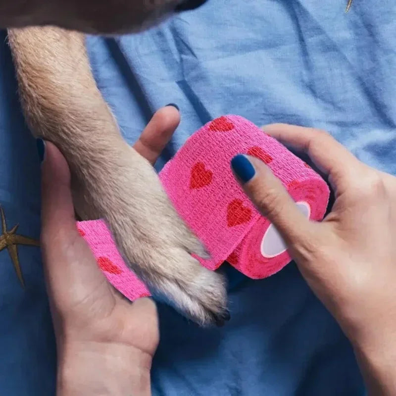 Pet Dog Cat Medical Breathable Elastic Bandage Non-woven Pet Self-Adherent Wound Outdoor Retractable Sports Tape Dog Accessories