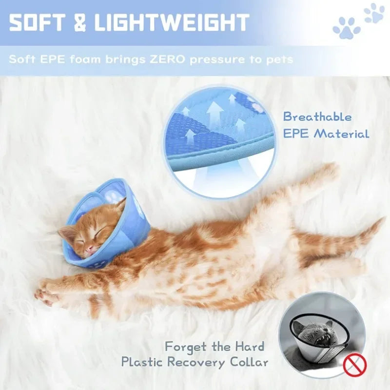Soft Protective Collar for Cats and Dogs – Adjustable, Breathable, S/M/L