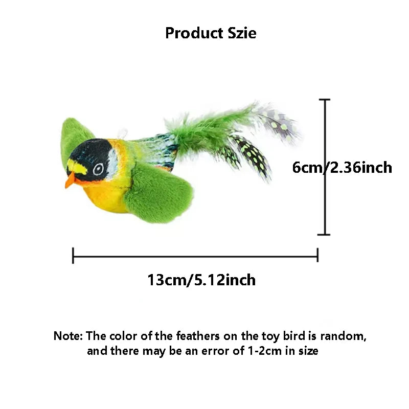 The Pet Cat Toy Emulates Bird Sounds to Amuse the Cat, Elastic Rope to Relieve Boredom and Resist Scratching and Biting