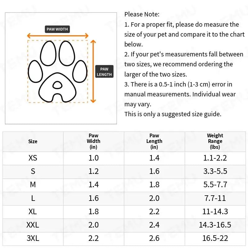 Waterproof Dog Boots – Set of 4, Paw Protection, XS–XXXL