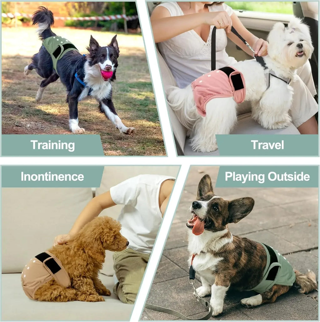 Washable Female Dog Diapers Premium Reusable Diapers for Dogs in Heat Highly Absorbent Female Dog Diapers for Pet Incontinence