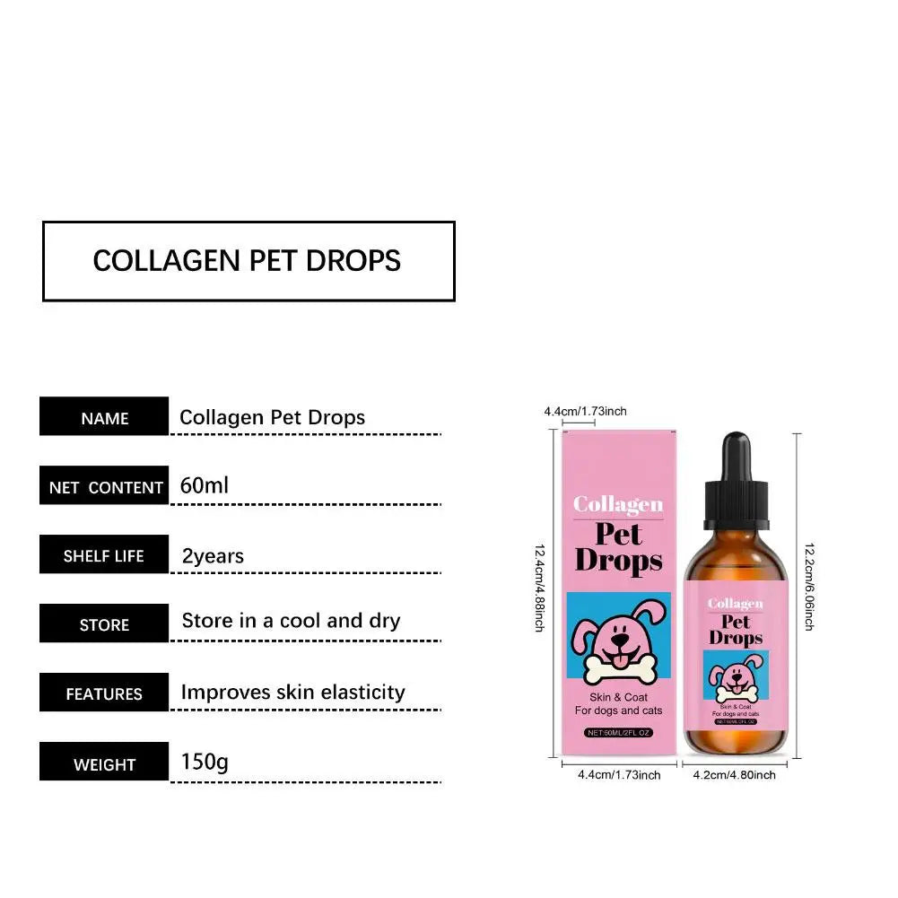 Multi-Care Pet Collagen Oral Drops for Dogs and Cats, Hair, Skin, and Joint Health Daily Nutritional Supplement, Pet Grooming Supply