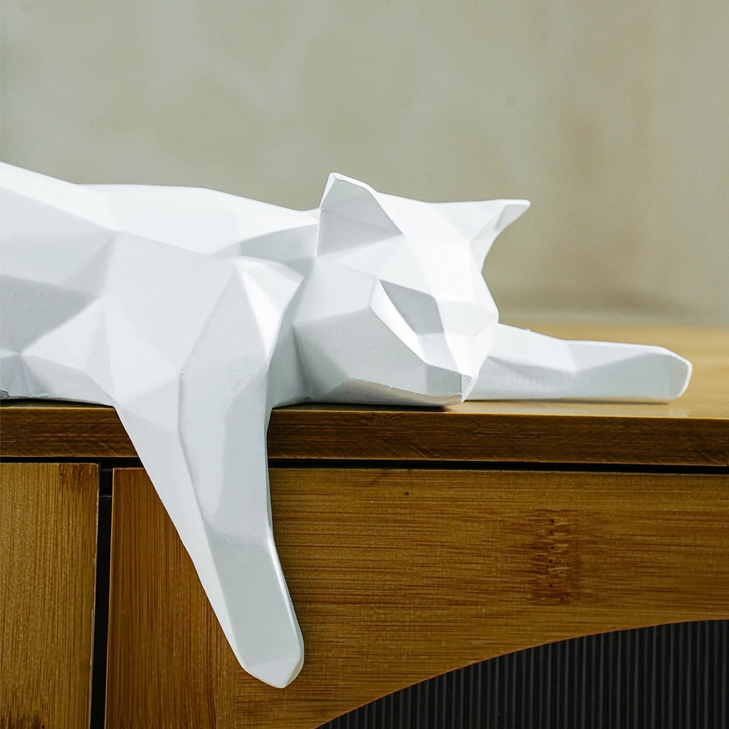 Geometric Cat Sculpture in a Lying Position – Modern Home Decor