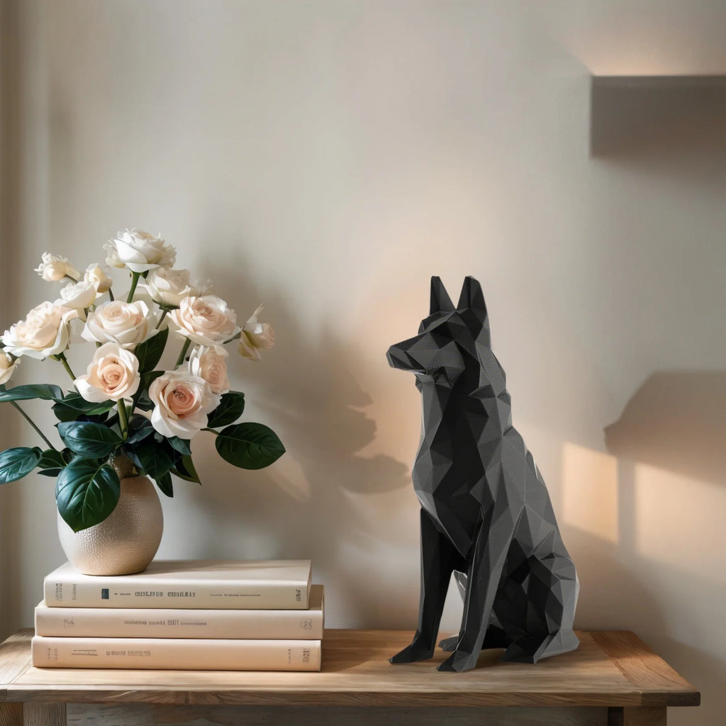 Dog Figurine Animal Statues Black German Shepherd Sculptures Ornament Elegant Designs for Room & Car Decoration Idea Festive Gift
