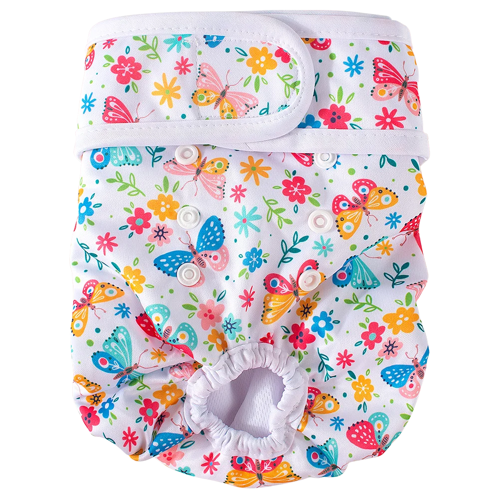 Washable Reusable Dog Diapers for Female Dogs-PUL Waterproof & Breathable,Multi-Layer Absorbent Core,Leak-Proof Tail Hole Design