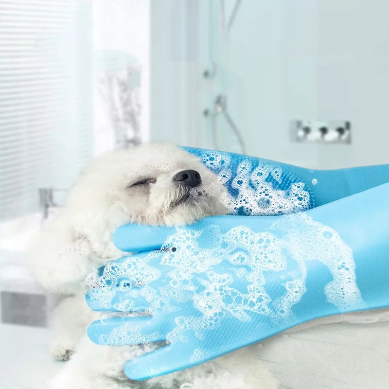 Pet Bath Gloves for Dogs And Cats Thick Anti-Scratch Scratch Protection Dog Bath Scrub Brush Essential Dog Supplies