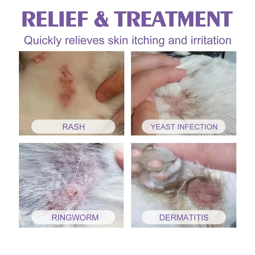 Cat and Dog Hair Dry Cleaning Spray, Skin Care Spray, Pet Flea and Mite Skin Treatment, Pet Wound Repair and Hair Regrowth Serum