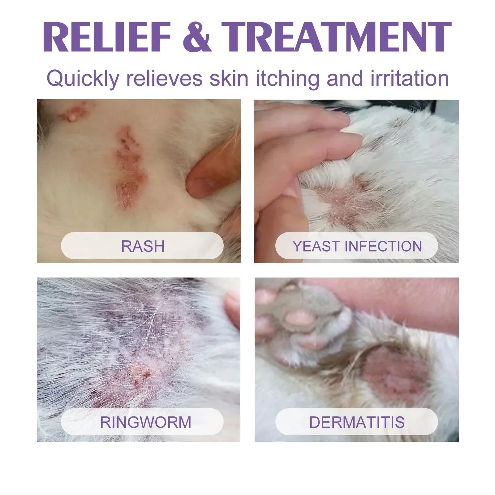 Cat and Dog Hair Dry Cleaning Spray, Skin Care Spray, Pet Flea and Mite Skin Treatment, Pet Wound Repair and Hair Regrowth Serum