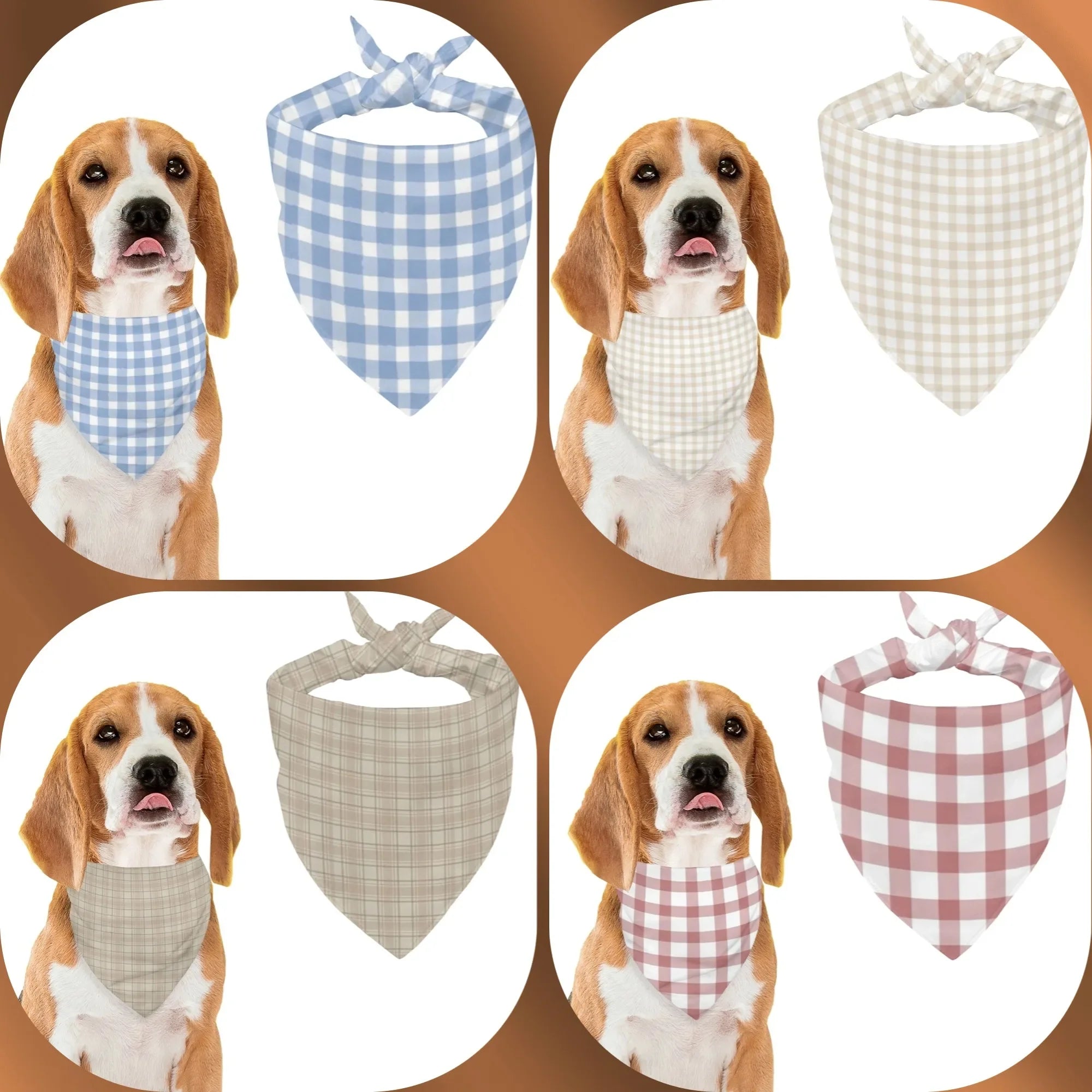 Dog Bandanas, Triangular Adjustable Multi-color Simple Plaid Pattern Printed Polyester, Pet Scarf, Puppy Accessories Drool Bib