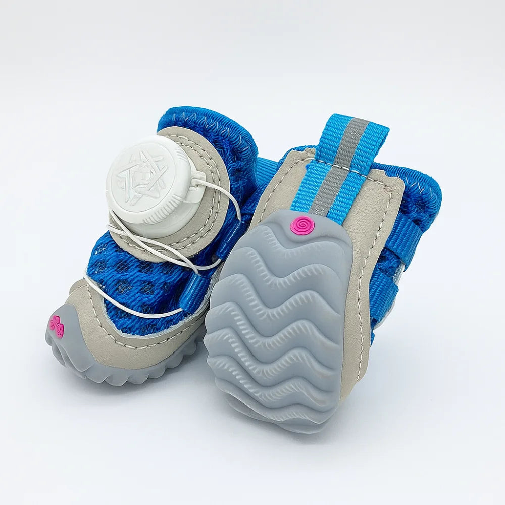 4pcs/set Pet Paw Accessories Breathable Dog Mesh Shoes Adjustable Reflective Pet Boots Thin Anti-slip Dog Footwear for Small Dogs