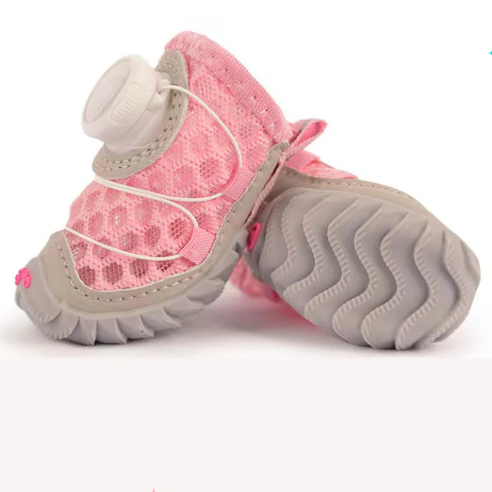 4pcs/set Pet Paw Accessories Breathable Dog Mesh Shoes Adjustable Reflective Pet Boots Thin Anti-slip Dog Footwear for Small Dogs