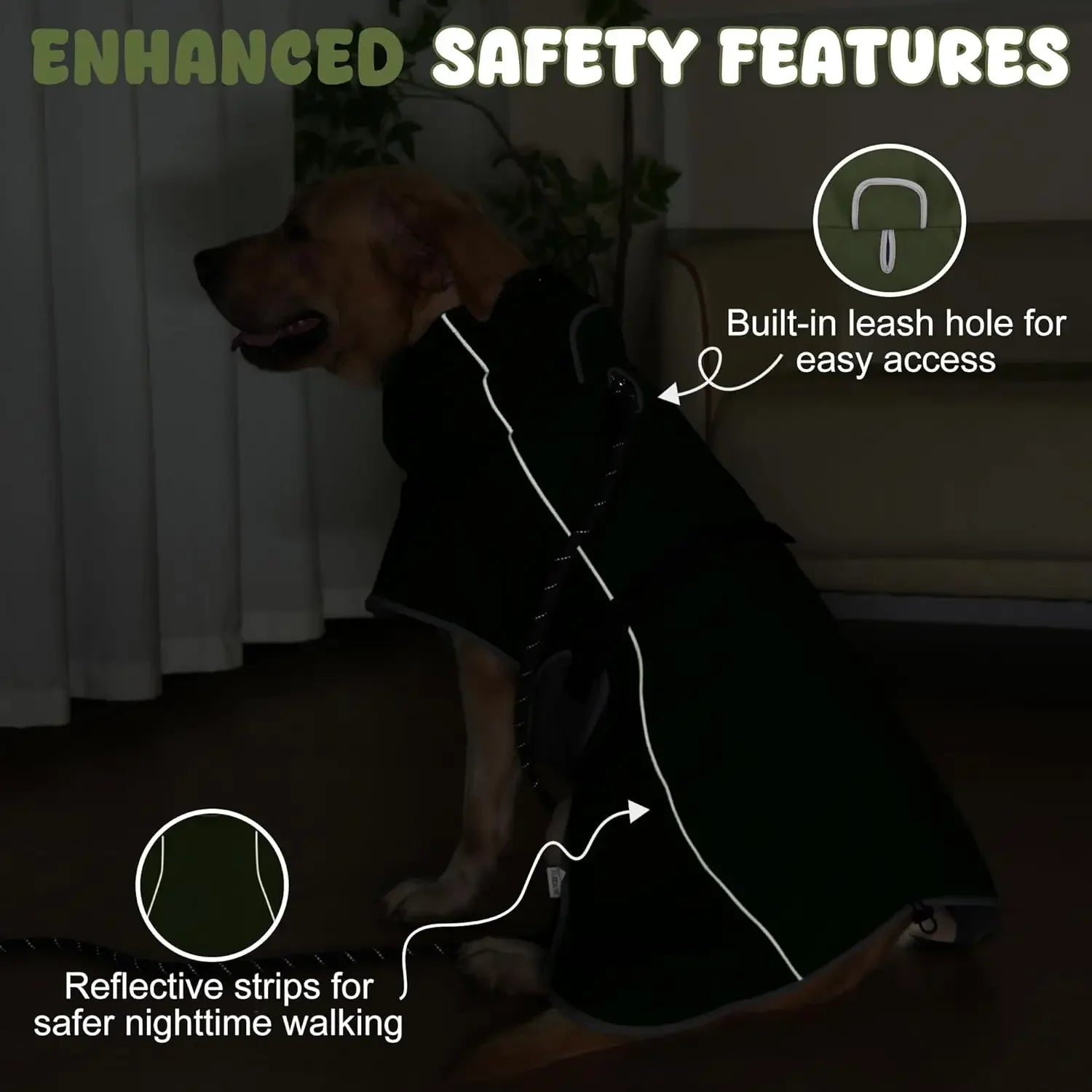 Dog Raincoat Windbreaker for All Dog Sizes, Waterproof Outdoor Dog Jacket with Reflective Strip, Adjustable Straps & Snap Button