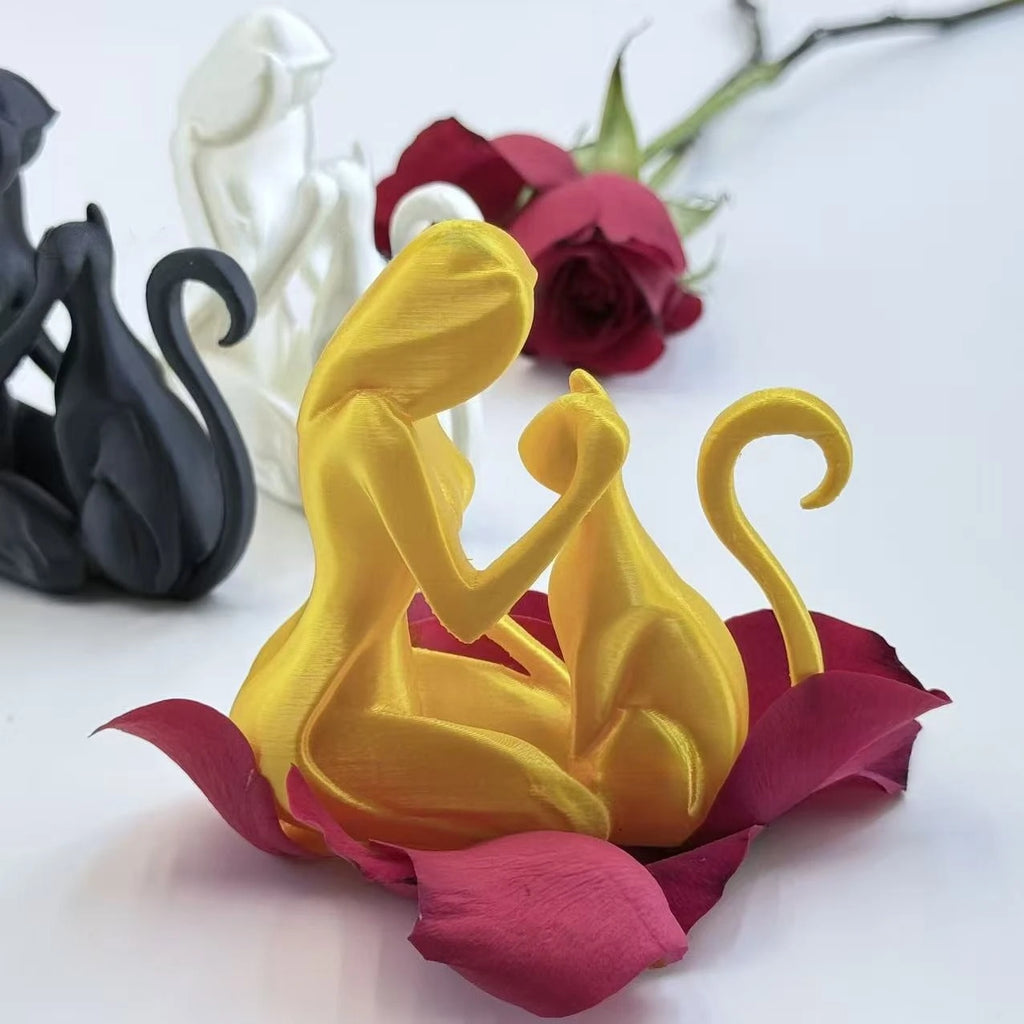 Ceramic Figurine of a Woman with a Cat – Decorative Sculpture for the Home