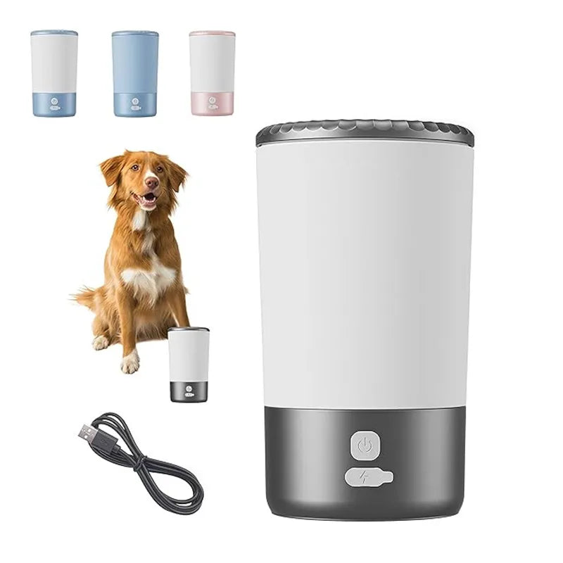 Automatic Pet Paw Cleaner Machine, Portable Dog and Cat Washer Cup with Soft Silicone Brush, USB-C Rechargeable, Waterproof
