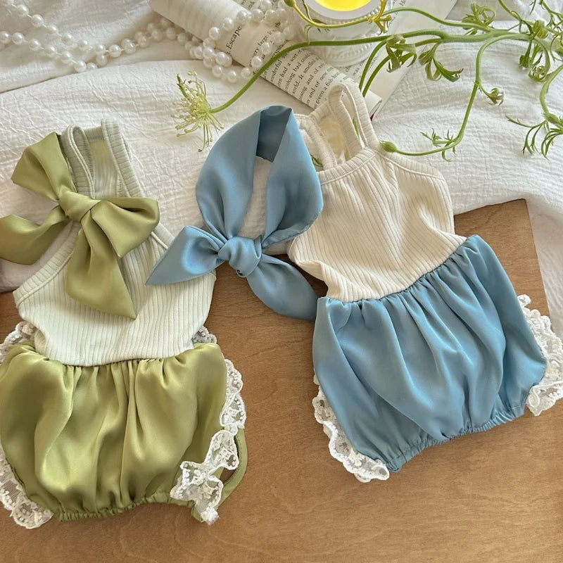 Pet Summer Lace Clothes Silk Jumpsuit Split Tank Top Bow Bubble Lace Half Skirt Thin Teddy Pet Dog Summer Dresses for Small Dog