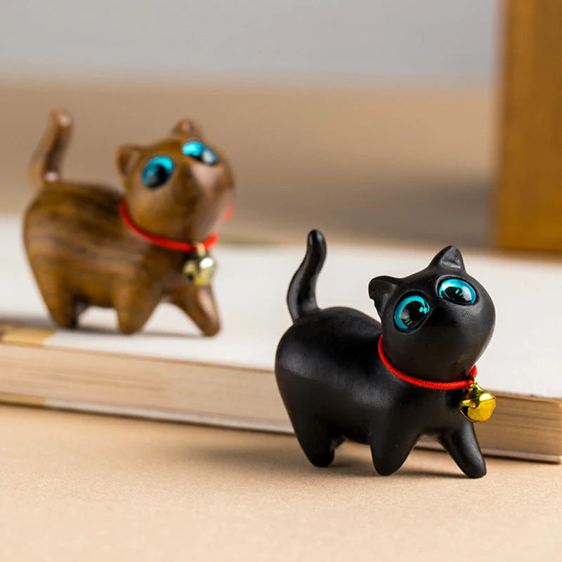 Small wooden cat figurine – hand-carved, made of sandalwood