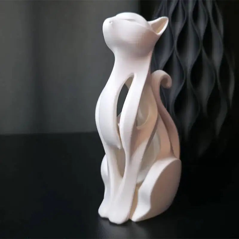 Elegantna moderna skulptura mačke u sedećem položaju – 3D štampana dekoracija - Slika 3